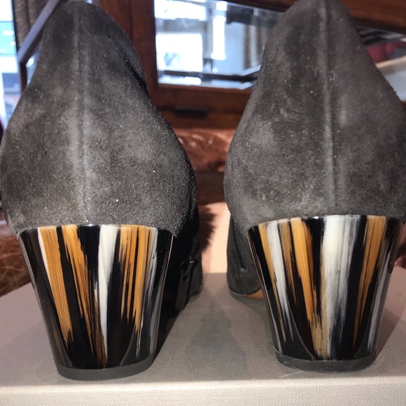 Aquatalia Suede and leather booties w/ funky heel - Picture 3 of 4